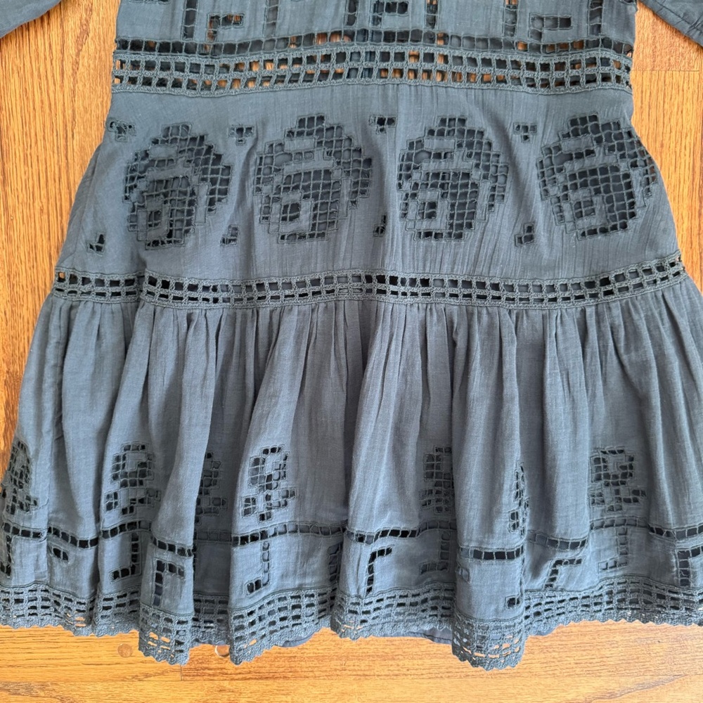 NWT Free People Tea Time Embroidered Dress in Charcoal size 4 - Picture 7 of 16